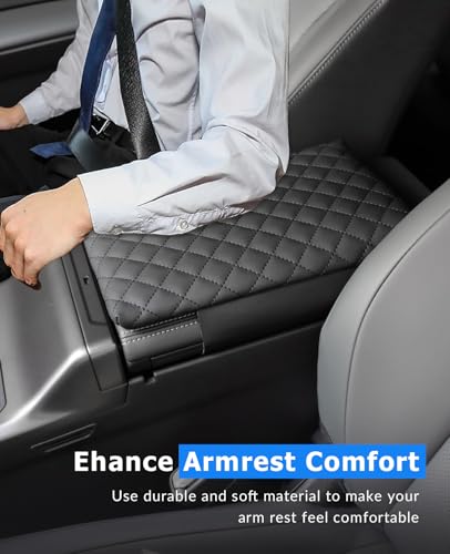 INTGET Center Console Cover for 2026 Toyota RAV4 Accessories Car Interior Middle Armrest Arm Rest Cushion Lid Pad XLE Premium, LE, XSE, SE, Limited, Woodland, GR Sport (Argyle Pattern with Pad)