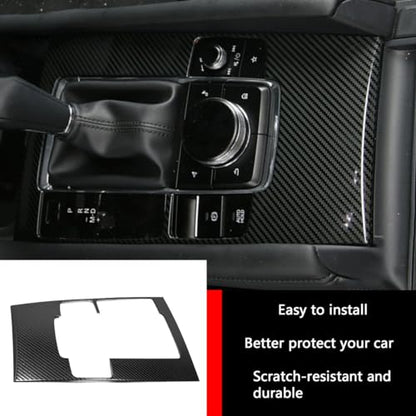 Car Accessories Fit for 2019 2020 2021 2022 2023 2024 2025 Mazda 3 Axela Interior Gear Shift Knob Console Media Panel Cover Trim (Carbon Fiber Style) Stainless Steel 1 PC