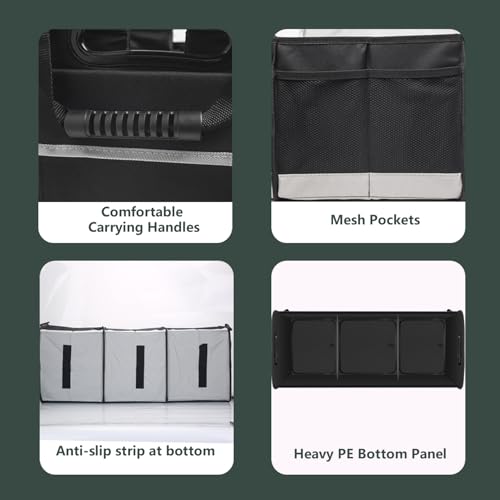 Trunk Organizer - 95L Extra Large Capacity SUV Cargo Storage, Collapsible Waterproof Design with Non-Slip Bottom & Retractable Straps, Car Organizers for SUV, Truck, Sedan