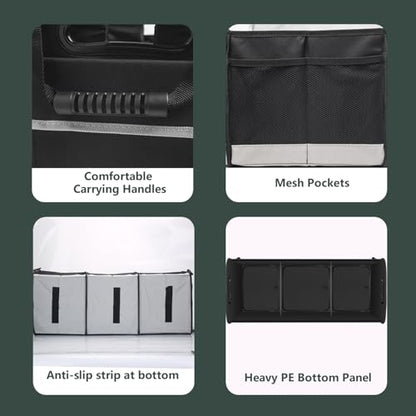 Trunk Organizer - 95L Extra Large Capacity SUV Cargo Storage, Collapsible Waterproof Design with Non-Slip Bottom & Retractable Straps, Car Organizers for SUV, Truck, Sedan