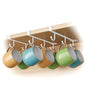 Adhesive Cup Holder Under Cabinet - 3pcs x 6 Hook Coffee Cup Mug Holder for Kitchen, Fit for 1 Inch Thickness Shelf or Less - White