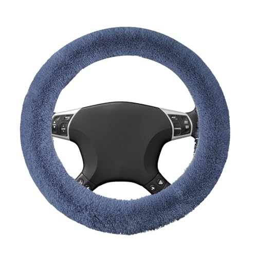 Wuyaoyao Fuzzy Car Steering Wheel Cover, 15'' Soft Auto Steering Wheel Protector for Warm Winter, Elastic Anti-Slip Fluffy Wheel Covers, Universal Car Accessories for Women and Men (Gray)