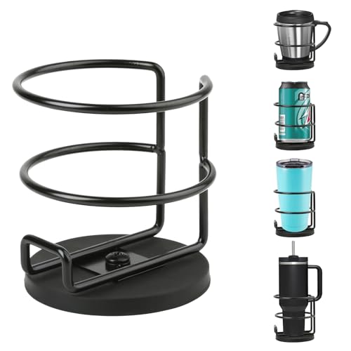 Magnetic Cup Holder,Heavy Duty Metal Drink Holder, 3.46 inch / 8.8 cm Strong Magnetic Base,Bottle Holder for Refrigerator/Treadmill/Truck/Tractor/Forklift/Boat/Bus/Car (Bottom Magnetic) - size: 1 Pack, style: Black-bottom magnetic