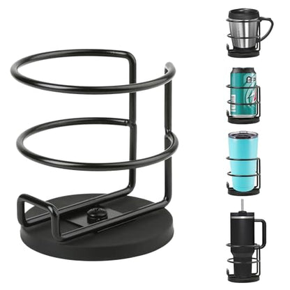 Magnetic Cup Holder,Heavy Duty Metal Drink Holder, 3.46 inch / 8.8 cm Strong Magnetic Base,Bottle Holder for Refrigerator/Treadmill/Truck/Tractor/Forklift/Boat/Bus/Car (Bottom Magnetic) - size: 1 Pack, style: Black-bottom magnetic