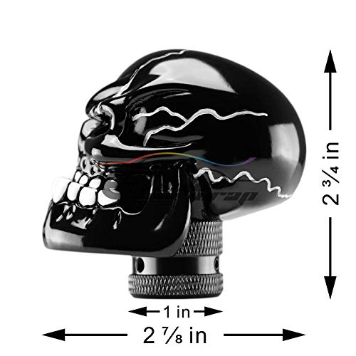 EZAUTO WRAP Black Universal Manual Wicked Skull Head Gear Stick Car Shift Knob Shifter Halloween - color: Black