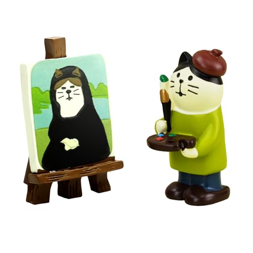 RAQWI Cute Mini Cat Figurine Resin Cat for Office, Home Decoration Perfect Cute Cat Gift for Cat Lovers - style: Artist