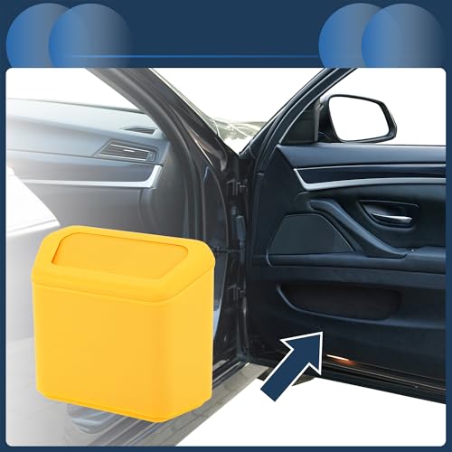 Car Trash Can Car Door 6.3" Length 2.8" Width 5.5" Height Auto Trash Bin Plastic Yellow Hanging - color: Yellow