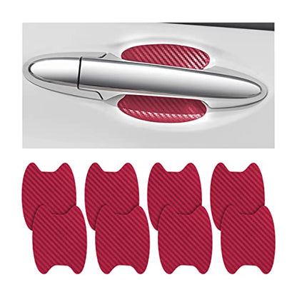 Blilo 8PCS Car Door Handle Sticker, Carbon Fiber Anti-Scratches, Universal Fit, Wine Red - color: Wine Red/8PCS