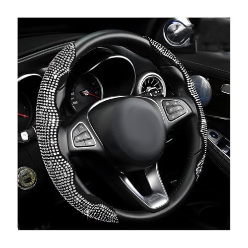 2 PCS Steering Wheel Cover, Segmented Car Wheel Covers with Crystal Rhinestones, Non-Slip Protector Bling Sparkly Decoration for Most Steering Wheels, Car Accessories (White) - color: White