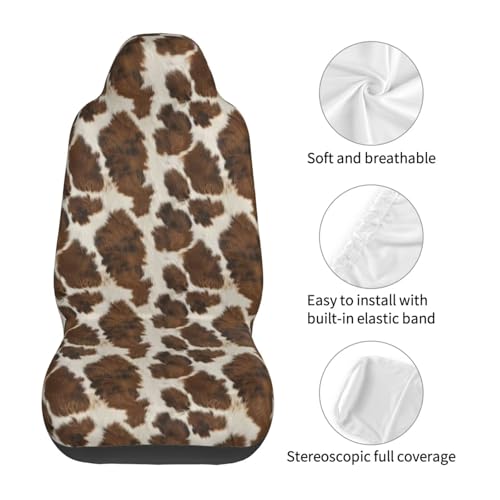 Brown Cowhide Car Seat Cover - Universal Fit for Cars, SUVs, Trucks - color: Brown