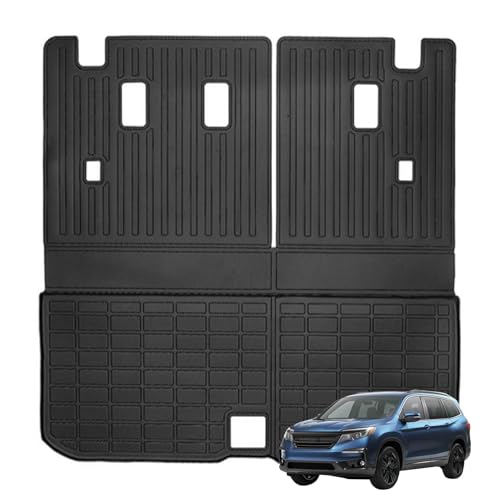 Priprilod Trunk Cargo Liner Fit for Honda Pilot 2016-2022 All Weather Protector TPE Backrest Mats Custom Fit Car Mats Non-Slip