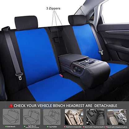 CAR PASS Line Rider Sporty Cloth 11PCS Universal Fit Car Seat Cover -100% Breathable with 5mm Composite Sponge Inside,Airbag Compatible,3zipper Bench(Full Set, Black and Blue) - color: Black and Blue, size: Full Set