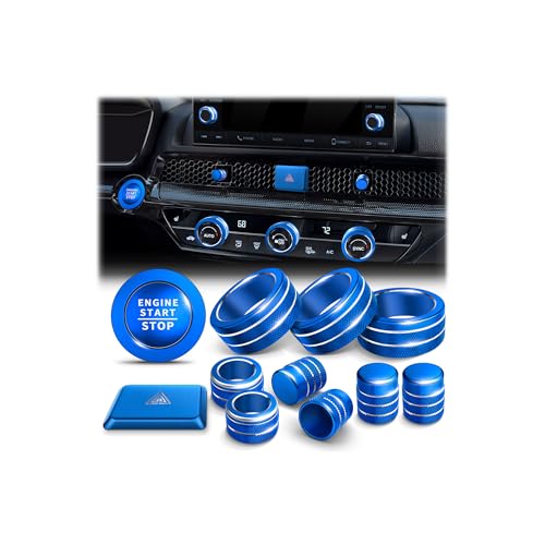 Polodunn for Honda Civic 2022-2026 Accessories, CRV 2023-2026 & Acura Ingetra 2023-2026 (Fit 7" Screen/ 2 Audio Knobs), 12pcs Knob Cover Kit - Hazard Light, Push Start, Audio, AC & Air Vent (Blue) - color: Blue, size: 2 Audio Knobs Screen