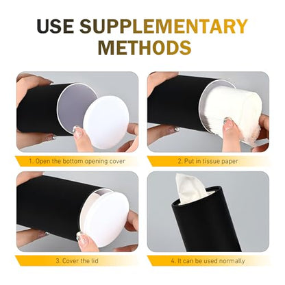 4 PCS Car Tissue Holder, Car Cup Holder Facial Tissues, Convenient Cylindrical Automotive Tissue Box, Universal for Most Cars (White)