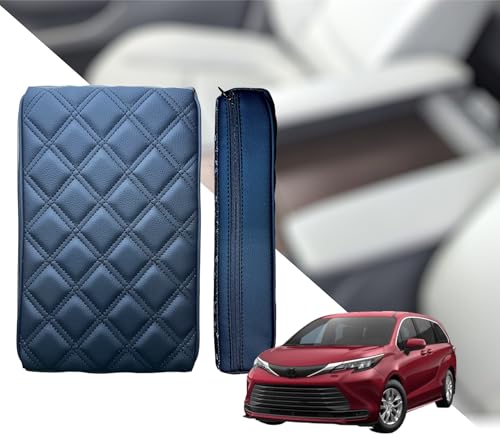EMZ Leather Center Console Armrest Cushion Pad Accessories for Toyota Sienna 2021 2022 2023 2024 2025 (Black) - color: Black