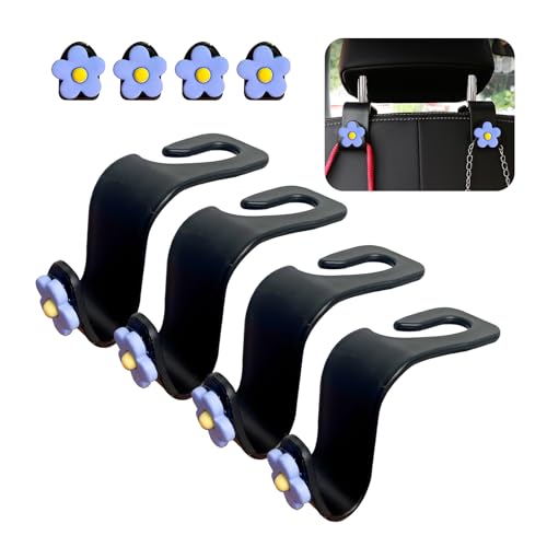 Augeny 8 PCS Car Seat Headrest Hook, Auto Seat Hook Hanger Storage Organizer, Adhesive Hooks for Purse Coat Umbrella Grocery Bag, Universal Interior Accessories for All Vehicles (Blue) - color: Blue