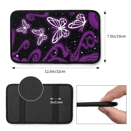 Universal Car Center Console Cushion Pad, Purple Butterfly Soft Waterproof Car Center Console Cover Auto Armrest Seat Box Cover Protector for Most Vehicle SUV Truck Car, 11108 - color: Purple Butterfly
