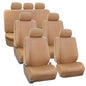 FH Group Car Seat Covers PU Leather 3 Row 7 Seater Car Seat Covers, Airbag Compatible and Split Bench - Fit Most Car, Truck, SUV, & Van Solid Tan - color: Beige, style: 7 Seater