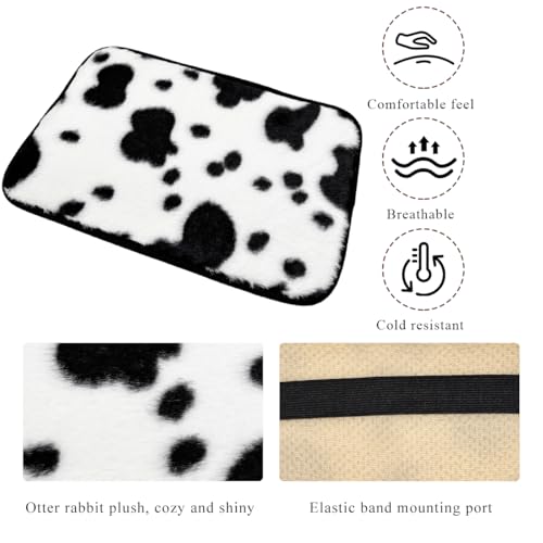 Cow Print Car Armrest Pad Cover, Cute Cow Print Anti-Slip Plush Arm Rest Box Protector for Winter Warm, Soft Fluffy Comfortable Grip Printed Center Console Mat for Women Girls - color: Armrest Pad Cover