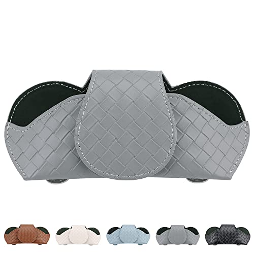 KINIVA Sunglasses Holder for Car Visor Leather Glasses Case with Clips for Car Visor Automotive Interior Visor Accessories Apply to All Car Models (09 Grey) - color: 09 Grey