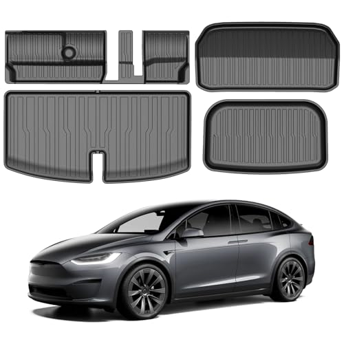 Truck Trunk Mat Set for Model Y 2020-2024, MERXENG Car Trunk Protector All-Weather Rear Cargo Area Mat Storage Box Mat & 3rd Row Protective Floor Mat for Model Y 2020-2025 7-Seat - size: for Model Y Set 2020-2024
