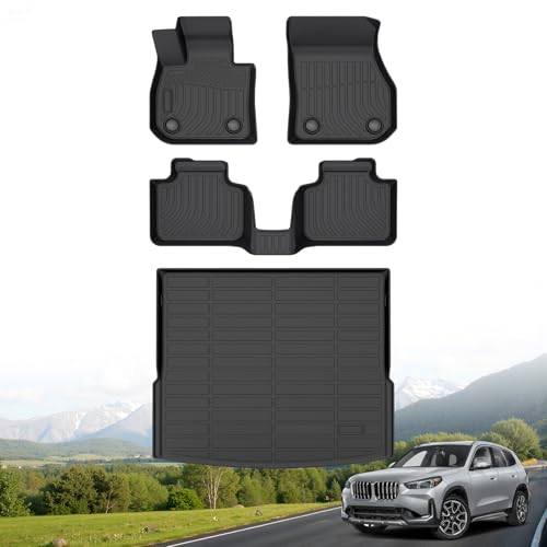 Hutisya-Floor Mats & Cargo Liner Set Fit for 2023-2026 BMW X1 All Weather Protection Anti-Slip & Durable TPE Full Set Liners Automotive Accessories-Black - style: 3)For BMW X1 2023-2026 Full Set