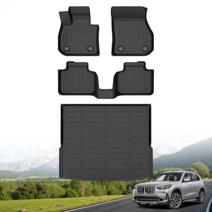Hutisya-Floor Mats & Cargo Liner Set Fit for 2023-2026 BMW X1 All Weather Protection Anti-Slip & Durable TPE Full Set Liners Automotive Accessories-Black - style: 3)For BMW X1 2023-2026 Full Set
