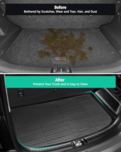 DiffCar® for Kia Soul Floor Mats & Cargo Liner 2014 2015 2016 2017 2018 2019 (Not for Hybrid) | All-Weather Custom Fit Car Accessories for Kia Soul Interior Protection | TPE Floor Trunk Mats 4PCS Set