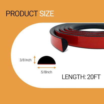 Solid Rubber Weather Stripping, Self-Adhesive EPDM Rubber Seal Strip Gasket for Automotive, RV Slide Out Seal, Marine, Garage Doors/Window and More - 0.75” Width, 0.375” Height - 20FT - size: (3/4In ; 3/8In) 20Ft