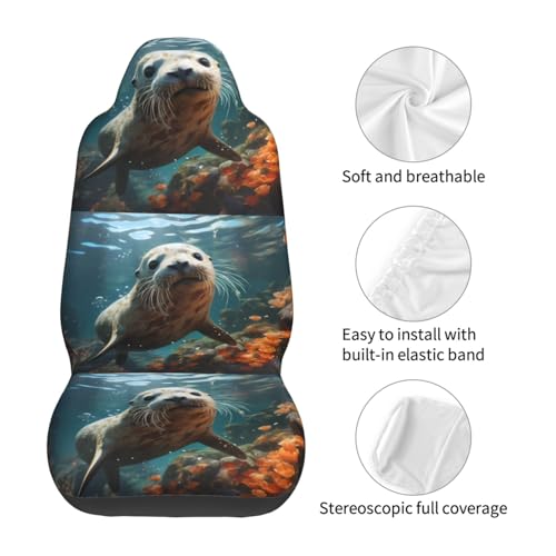 Seat Covers Car Seat Cover Car Seat Protector Waterproof Universal Seal Pup in Water, Black