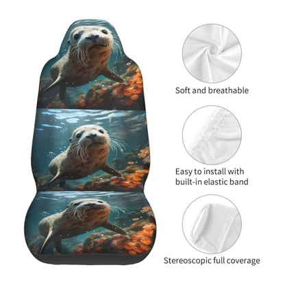 Seat Covers Car Seat Cover Car Seat Protector Waterproof Universal Seal Pup in Water, Black