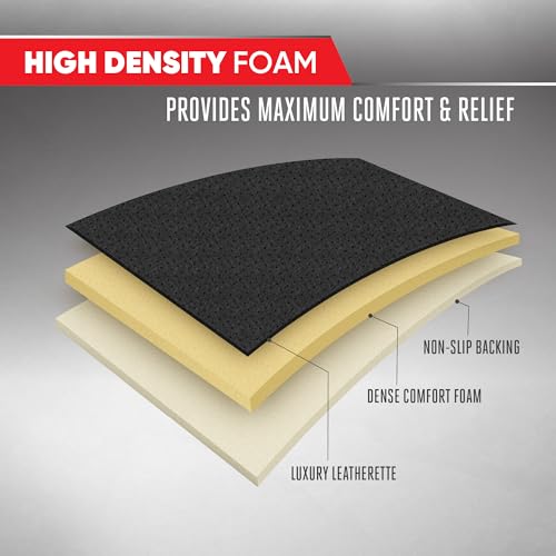 Motor Trend Faux Leather Padded Rear Bench Car Seat Cover With Storage Pockets - color: Black