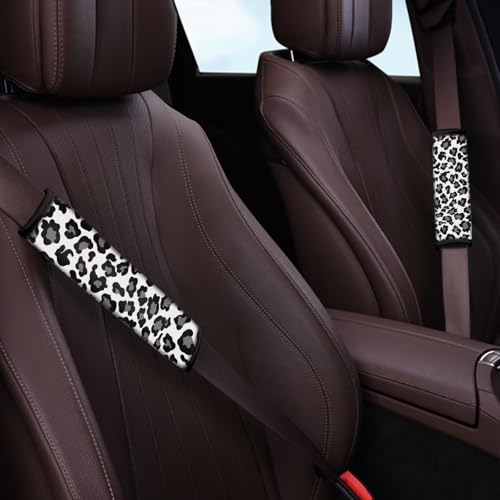 Dreaweet Grey Leopard Print Seatbelt Covers for Women 2 Pack Car Seat Belt Cover Pad Comfortable Seatbelt Cushion Universal Car Seat Belt Cushion Shoulder Strap Pads - color: Grey Leopard Print