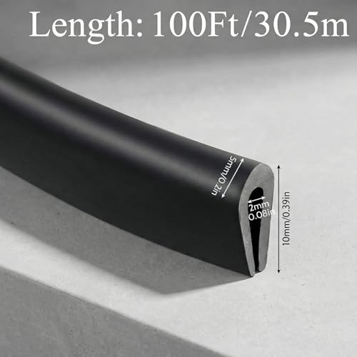 Rubber U Channel Edge Trim, Door Seal Strip, Fits Edge up to 1/16 Inch (1. 6mm) U Shape Weather Stripping(100 Feet,Black) - color: Black, size: 100 Feet