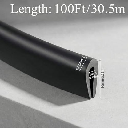 Rubber U Channel Edge Trim, Door Seal Strip, Fits Edge up to 1/16 Inch (1. 6mm) U Shape Weather Stripping(100 Feet,Black) - color: Black, size: 100 Feet