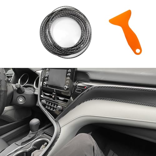 Car Interior Trim Strips, Car Door Trim, 32.8ft /10M Flexible Trim with Installing Tool, Automobile Molding Line Accessories for Door Panel Gap Instrument Panel (Electroplated Carbon Fiber) - color: Electroplated carbon fiber