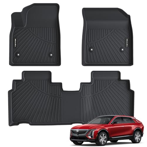 Floor Mats for 2023 2024 2025 Cadillac Lyriq/2025 Chevrolet Chevy Blazer EV All Weather Protection TPE Rubber Automotive Floor Liners Accessories, Odorless Anti-Slip, 1st & 2nd Row, Black - size: Floor Mats for 2023-2025 Blazer EV