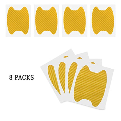 Blilo 8PCS Car Door Handle Sticker, Carbon Fiber, Gold/8PCS, Universal Fit, Door, Metal Finish - color: Gold/8PCS
