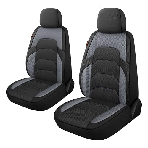CAROMOP 3D Air Mesh Car Seat Covers 2 Front Seats,Breathable and Durable Seat Covers for Cars,Universal Fit for SUV,Vans,sedans, Trucks, Automotive Interior Covers(Black/Grey) - color: Black/Gray, size: Front Set