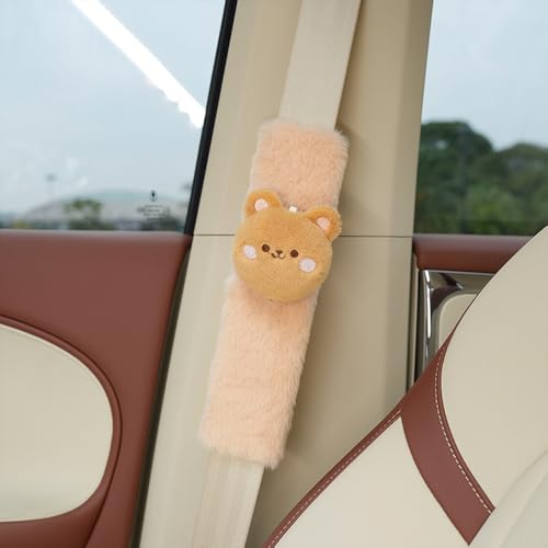Baby Car Seat Neck Cover, Baby Strap Pad, Car Seat Strap Cover, Car Seat Belt Cover Boy Girl, Baby Neck Pad, Car Strap Pad Fleece, Belt Pad Plush Doll, Seat Belt Pads (Bear Doll in Brown Fleece) - color: Bear doll in brown
