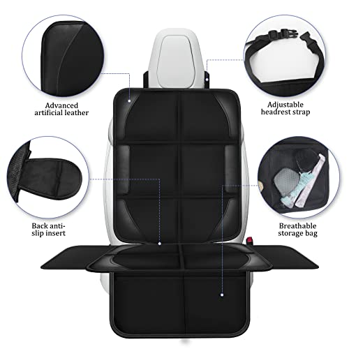 Car Seat Protector Covers for Child Car seat mat, 600D Waterproof Non-Slip with Storage Pockets, Cushion Protectors Large Size, Prevent Dirt Scratches (Black 2)
