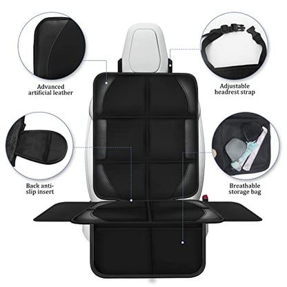 Car Seat Protector Covers for Child Car seat mat, 600D Waterproof Non-Slip with Storage Pockets, Cushion Protectors Large Size, Prevent Dirt Scratches (Black 2)