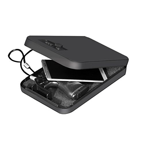 Younion Pistol Safe, Portable Travel Gun Safe,Handgun Lock Box, Gun Safes for Cars, Black - color: Dial lock