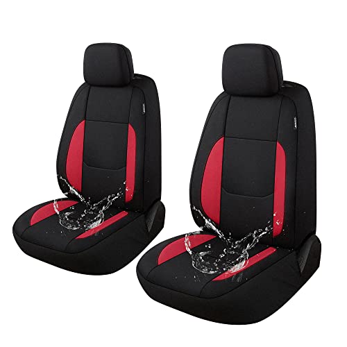 Waterproof Car Seat Covers 2 Front Seats, Neoprene Seat Covers for Cars, Universal Fit Interior Covers for Most Cars Sedan Van Truck SUV(Black/Red) - color: Black/Red, size: Front Set
