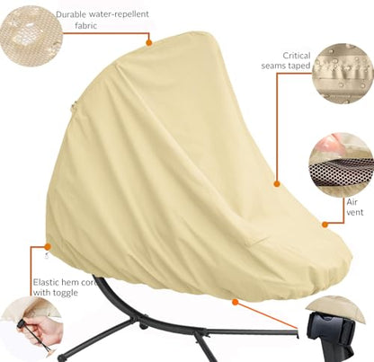 Patio Hanging Chaise Lounge Cover 73 Inch Waterproof 900D Heavy Duty Outdoor Swing Chair Cover for outdoor Hammock (Beige) - color: Beige