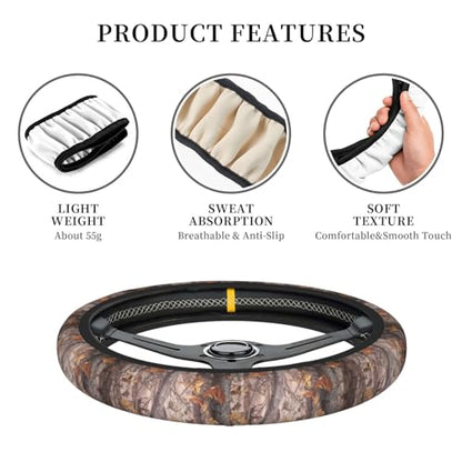 Steering Wheel Cover Accessories Neoprene Cover Non-Slip Breathable Easy to Install Suitable for Women Men Girls for Car SUV Van Truck Universal 14.5-15.5 Inch Oak Leaf - color: Oak Leaf