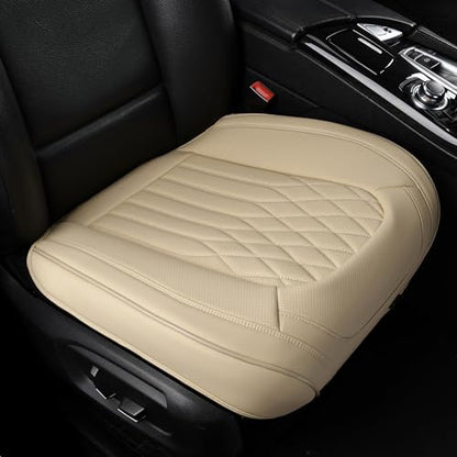 BWTJF 2 Pack Front Car Seat Bottom Covers, Universal Auto Seat Cushions, Nappa Leather Full Wrapping Edge Compatible with Most of Vehicles - SUVs/Sedans/Pickup Trucks, Beige - color: Beige, size: StyleB-Lozenge