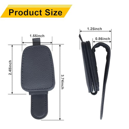 Yuoyar Sunglass Holder for Car, Magnetic Leather Sunglasses Holder and Ticket Card Clip, Car Visor Accessories, 2 Packs (Black) - color: Black
