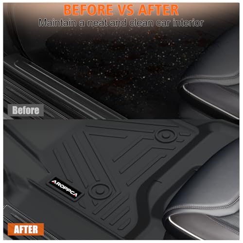 All Weather Car Floor Mats for 2014-2018 Chevy Silverado/GMC Sierra 1500 Crew Cab, 2015-2019 Silverado/Sierra 2500 HD/3500 HD Crew Cab, TPE Rubber Floor Liners Full Set for Chevy Silverado Accessories