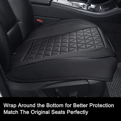 Black Panther Luxury Faux Leather Car Seat Cover Front Bottom Seat Cushion Cover, Anti-Slip and Wrap Around The Bottom, Fits 95% of Vehicles - 1 Piece,Black - color: Front Single Black